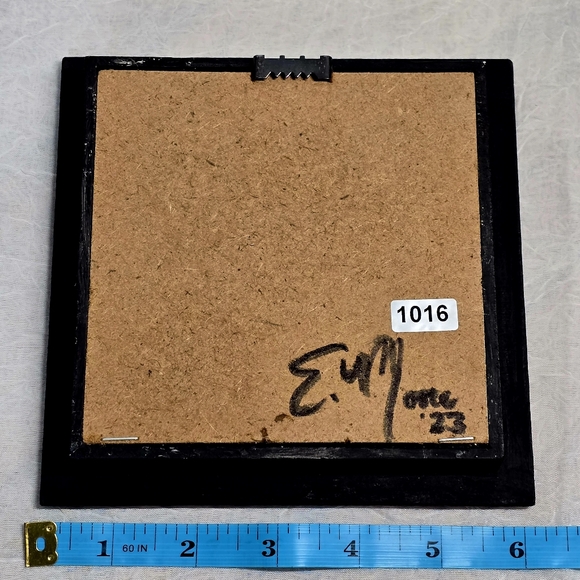 Black square wall art with colourful aboriginal dot painting design 1016 - Picture 3 of 4